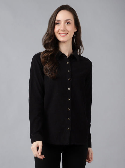 Women  Full Sleeve Co-Ords Shirt Black