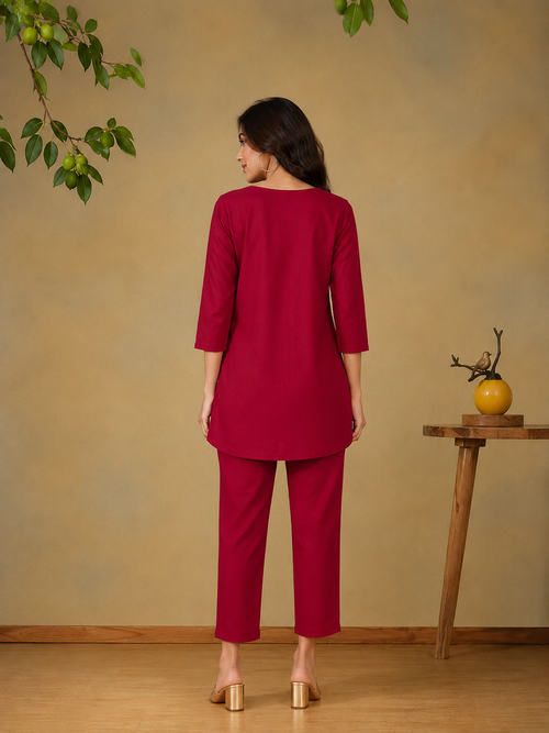 Floral Embroidered Tunic With Trousers