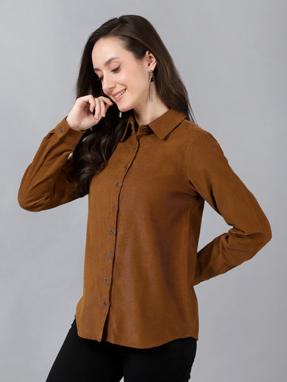 Women Full Sleeve Co-Ords Shirt Rust