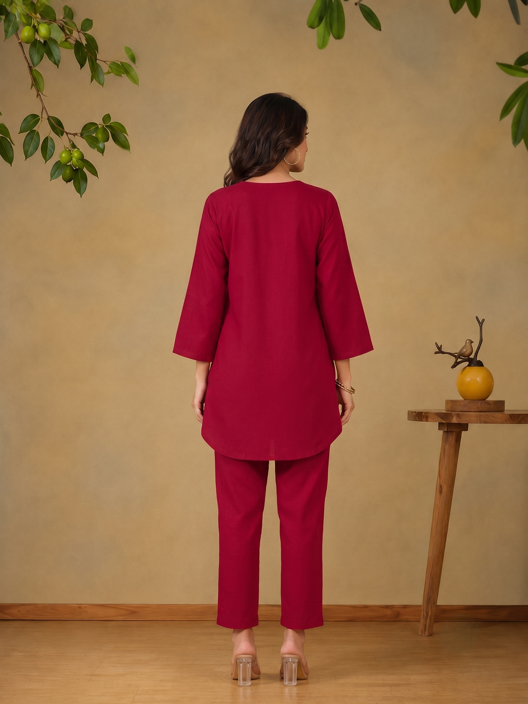 Floral Embroidered Tunic With Trousers