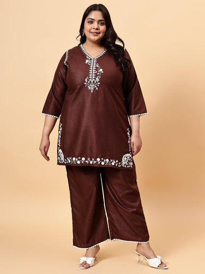 Bani Women Plus Size Emroidered Coord Set