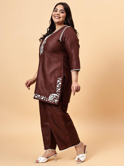 Bani Women Plus Size Emroidered Coord Set