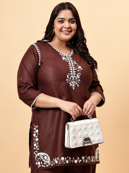 Bani Women Plus Size Emroidered Coord Set