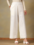 Off White Scalloped-Hem Trousers