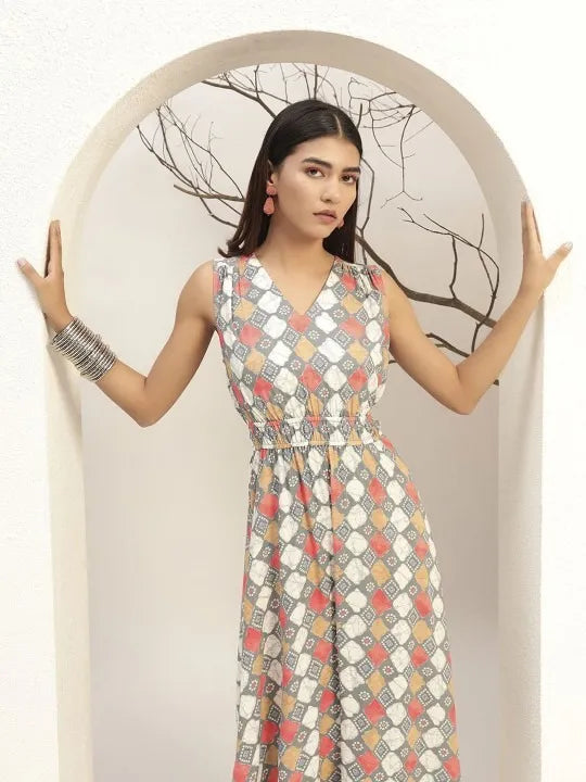 Checked Printed Fit & Flare Casual Dress
