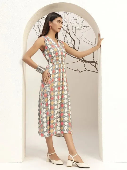 Checked Printed Fit & Flare Casual Dress