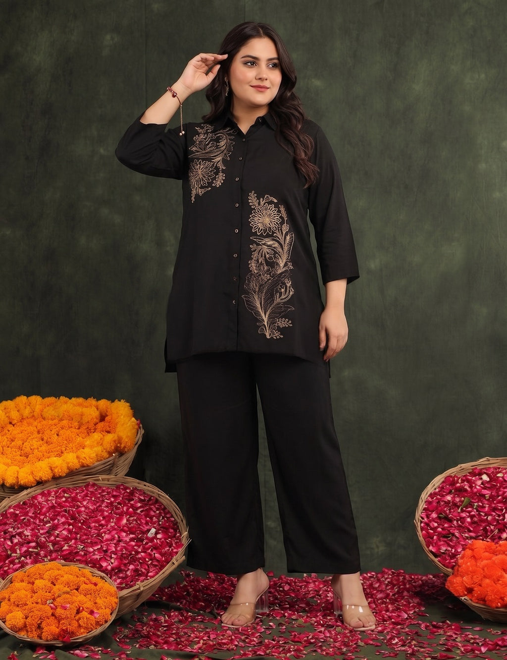 Plus Size Beautiful Embroidered Tunic with Trousers