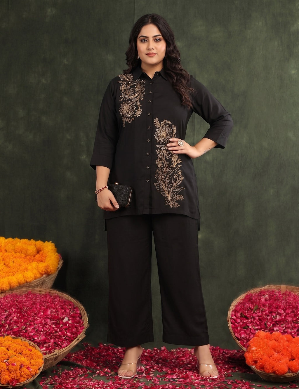 Plus Size Beautiful Embroidered Tunic with Trousers