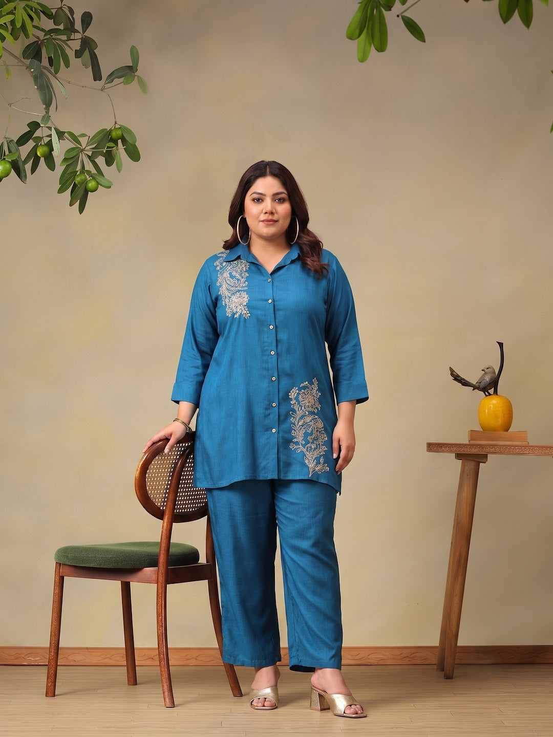 Plus Size Beautiful Embroidered Tunic with Trousers