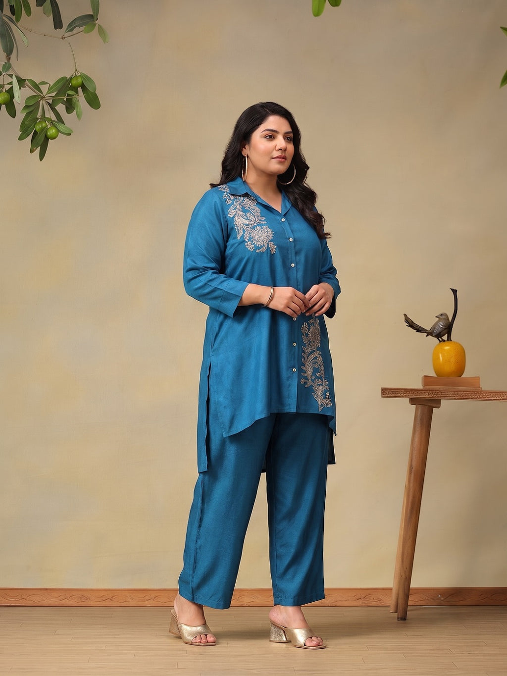 Plus Size Beautiful Embroidered Tunic with Trousers