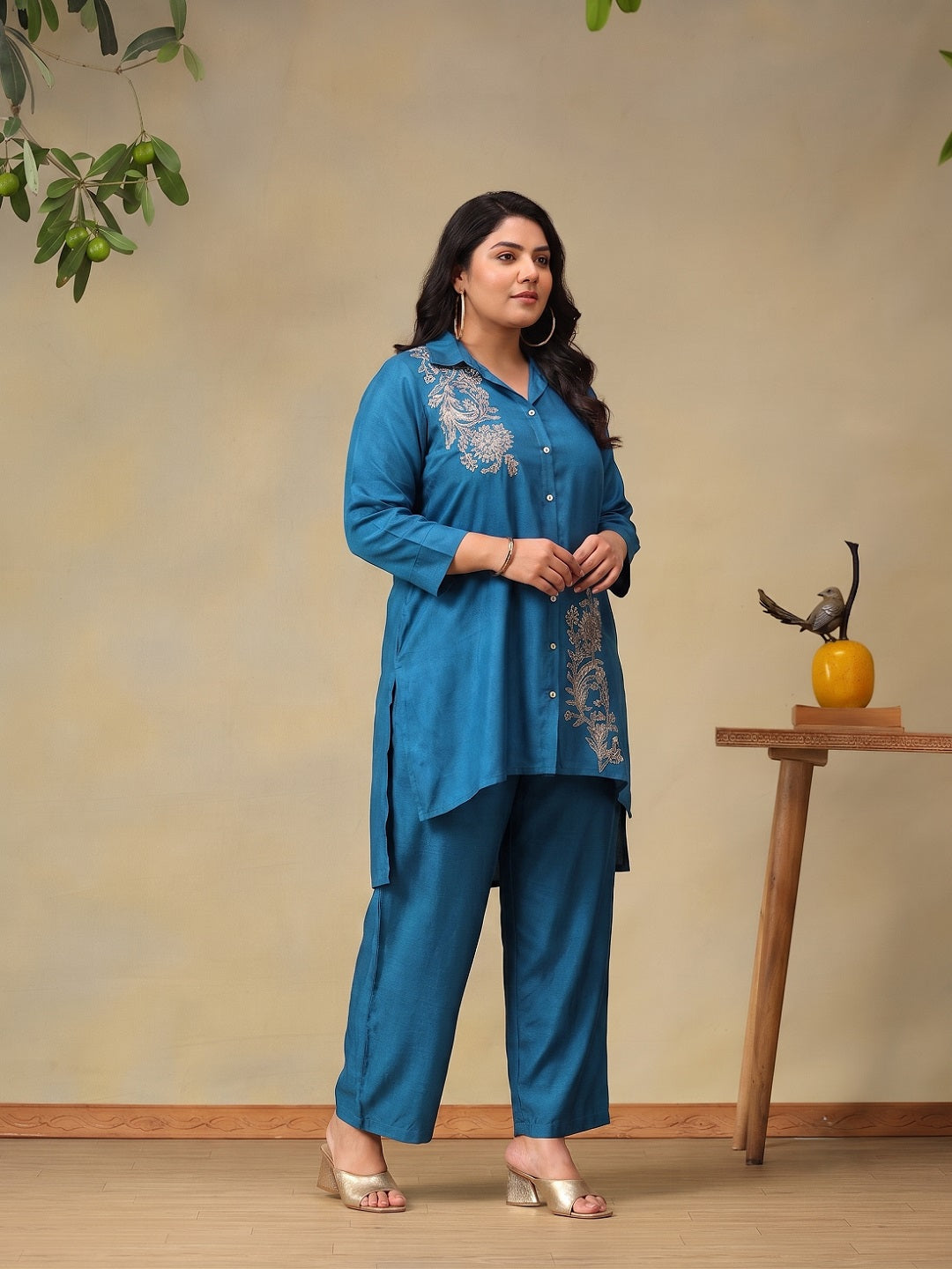 Plus Size Beautiful Embroidered Tunic with Trousers