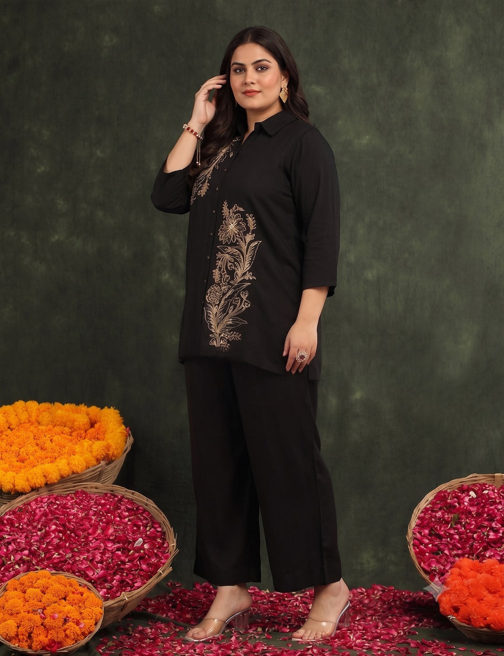 Plus Size Beautiful Embroidered Tunic with Trousers