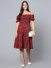 Bani Women Off-Shoulder Womens Floral Printed Dress Red